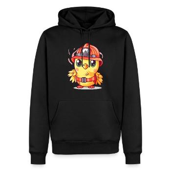 Küken als Feuerwehrmann - Männer Premium Bio Hoodie - Schwarz - Vorne - Nico (187cm)