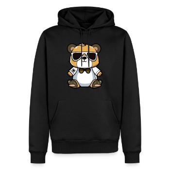 Eric der Bär - Männer Premium Bio Hoodie - Schwarz - Vorne - Nico (187cm)