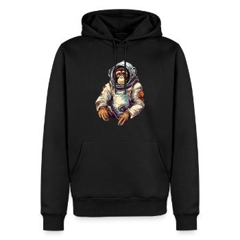Weltraum Affe Retro Zeichnung - Männer Premium Bio Hoodie - Schwarz - Vorne - Nico (187cm)
