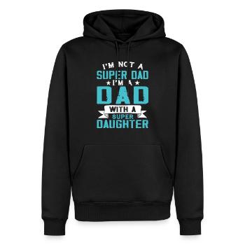 Je ne suis pas super papa Je suis un père avec une super fille - Sweat à capuche Premium bio Homme - noir - Devant - Nico (187cm)