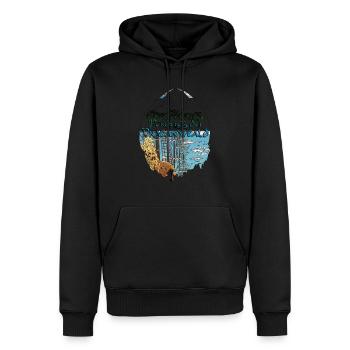 navire forme logo visage - Sweat à capuche Premium bio Homme - noir - Devant - Nico (187cm)