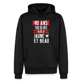 40 ans cadeau anniversaire homme humour beauf - Sweat à capuche Premium bio Homme - noir - Devant - Nico (187cm)