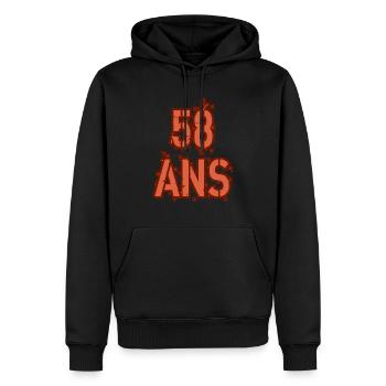 58 ANS - Sweat à capuche Premium bio Homme - noir - Devant - Nico (187cm)