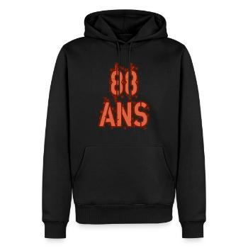 88 Ans - Sweat à capuche Premium bio Homme - noir - Devant - Nico (187cm)