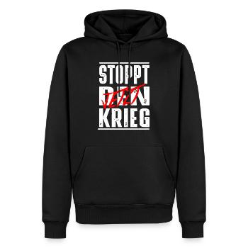 Frieden schaffen - Männer Premium Bio Hoodie - Schwarz - Vorne - Nico (187cm)