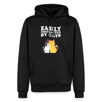 Facilement distrait par les chats qui disent - Sweat à capuche Premium bio Homme - noir - Devant - Nico (187cm)