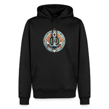 Anker & Kompass, Himmelsrichtungen, Segler - Männer Premium Bio Hoodie - Schwarz - Vorne - Nico (187cm)