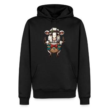Lederhose / Tier / Tracht / Tradition / Schaf - Männer Premium Bio Hoodie - Schwarz - Vorne - Nico (187cm)
