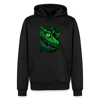 Lézard maniaque vert - Sweat à capuche Premium bio Homme - noir - Devant - Nico (187cm)