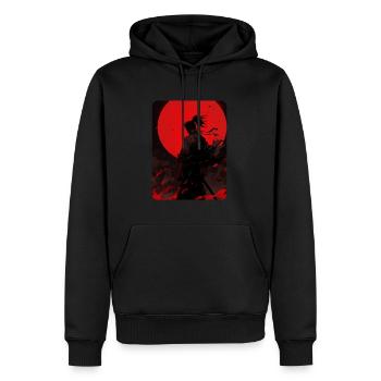 Blutmond Samurai - Männer Premium Bio Hoodie - Schwarz - Vorne - Nico (187cm)