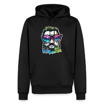 Lunettes de soleil / Homme / Forêt / Portrait / Guy - Sweat à capuche Premium bio Homme - noir - Devant - Nico (187cm)