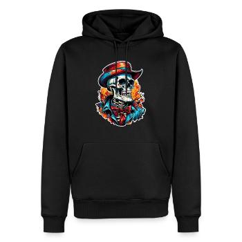 Crâne / Crâne / Squelette / Gothique / Tatouage - Sweat à capuche Premium bio Homme - noir - Devant - Nico (187cm)
