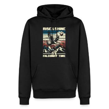 Rise And Shine It's Falconry Time - Falknerei - Männer Premium Bio Hoodie - Schwarz - Vorne - Nico (187cm)
