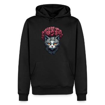 Cool Cat / Funny / Animal / Pet / Crazy - Men’s Premium Organic Hoodie - black - Front - Nico (187cm)