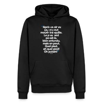 Citation célèbre commentateur / footballeur - Sweat à capuche Premium bio Homme - noir - Devant - Nico (187cm)
