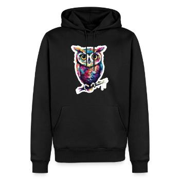 Niedliche Eule Kawaii Maskottchen - Männer Premium Bio Hoodie - Schwarz - Vorne - Nico (187cm)