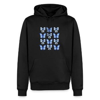 Verzaubernde Blaue Schmetterlinge & Schleifen - Männer Premium Bio Hoodie - Schwarz - Vorne - Nico (187cm)