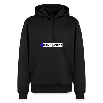 Mama 2023 Mutter werden Nummernschild - Männer Premium Bio Hoodie - Schwarz - Vorne - Nico (187cm)