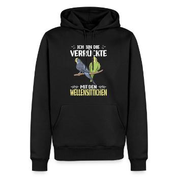Perruche ondulée - Sweat à capuche Premium bio Homme - noir - Devant - Nico (187cm)