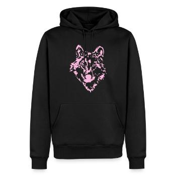 Wolf Tier Waldtier - Männer Premium Bio Hoodie - Schwarz - Vorne - Nico (187cm)