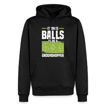 Groundhopping Geschenkidee | Fußball Stadion Sport - Männer Premium Bio Hoodie - Schwarz - Vorne - Nico (187cm)