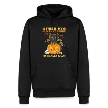 Halloween Katze Hexe - Männer Premium Bio Hoodie - Schwarz - Vorne - Nico (187cm)