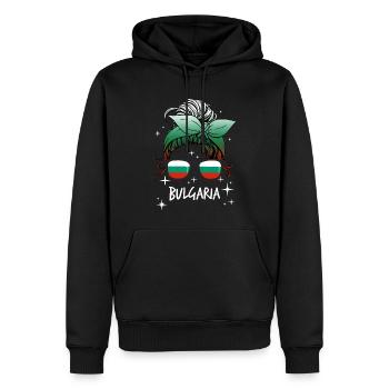 Bulgarie - Sweat à capuche Premium bio Homme - noir - Devant - Nico (187cm)