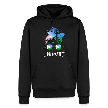 Dschibuti - Männer Premium Bio Hoodie - Schwarz - Vorne - Nico (187cm)