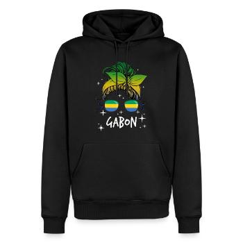 Gabon - Sweat à capuche Premium bio Homme - noir - Devant - Nico (187cm)