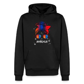 Mongolia - Men’s Premium Organic Hoodie - black - Front - Nico (187cm)