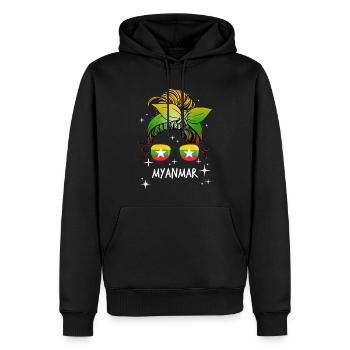 Myanmar - Sweat à capuche Premium bio Homme - noir - Devant - Nico (187cm)