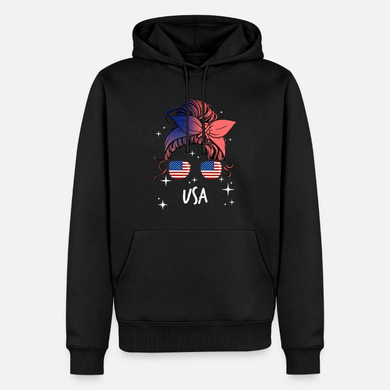 USA - Männer Premium Bio Hoodie - Schwarz
