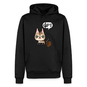 Chat GPT citation humour intelligence artificielle - Sweat à capuche Premium bio Homme - noir - Devant - Nico (187cm)