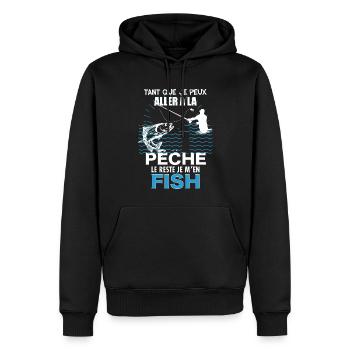 Pêcheur humour je m'en fish Citation papy - Sweat à capuche Premium bio Homme - noir - Devant - Nico (187cm)