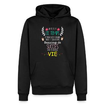 Collègue On Te Shouhaite Beaucoup De Succès - Sweat à capuche Premium bio Homme - noir - Devant - Nico (187cm)