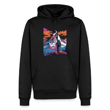 Auf dem Weg zum Berg Matterhorn Zermatt Schweiz - Männer Premium Bio Hoodie - Schwarz - Vorne - Nico (187cm)