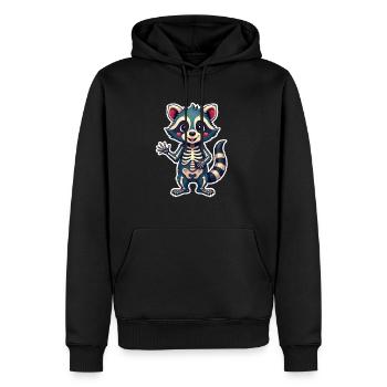 Skelett Waschbär – Niedlich, frech & ein bisschen - Männer Premium Bio Hoodie - Schwarz - Vorne - Nico (187cm)
