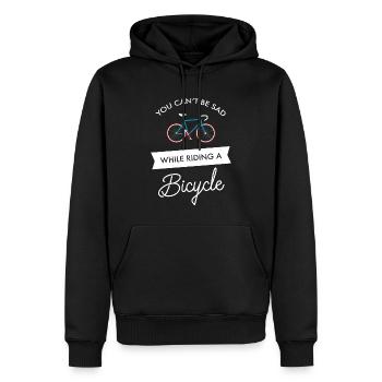 You Can't Be Sad While Riding A Bicycle - Cycling - Men’s Premium Organic Hoodie - black - Front - Nico (187cm)