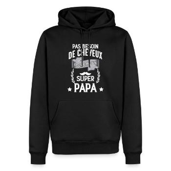 Pas De Cheveux Pour un Super papa - Sweat à capuche Premium bio Homme - noir - Devant - Nico (187cm)