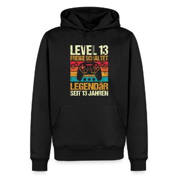 Veilchenhochzeit 13 jahre Hochzeitstag Ehemann - Männer Premium Bio Hoodie - Schwarz - Vorne - Nico (187cm)