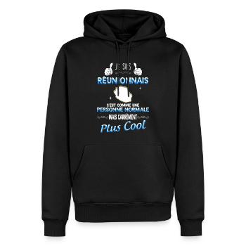 Pour Mon réunionnais Cool et Drôle Cadeau Homme - Sweat à capuche Premium bio Homme - noir - Devant - Nico (187cm)