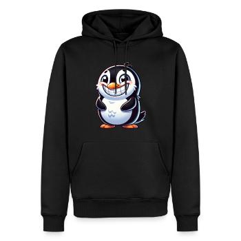 mignon pingouin dessin animé sourire rire joie - Sweat à capuche Premium bio Homme - noir - Devant - Nico (187cm)