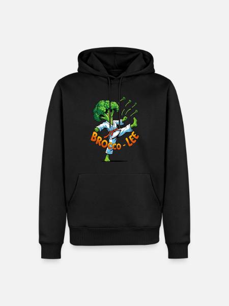 Drôle Brocoli Karaté Design Brocco-Lee en acte - Sweat à capuche Premium bio Homme - noir