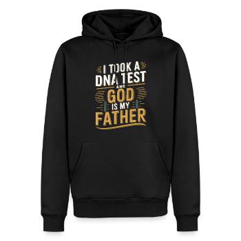 DNA test done, God is my father! Christian - Men’s Premium Organic Hoodie - black - Front - Nico (187cm)