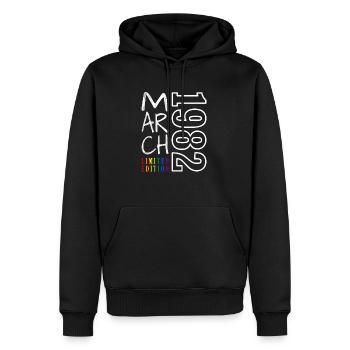 März 1982 - Männer Premium Bio Hoodie - Schwarz - Vorne - Nico (187cm)