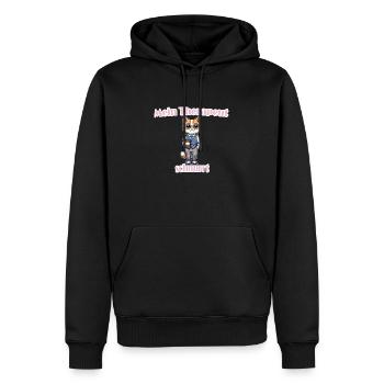 Mein Therapeut schnurrt – Lustiges Katzenmotiv - Männer Premium Bio Hoodie - Schwarz - Vorne - Nico (187cm)