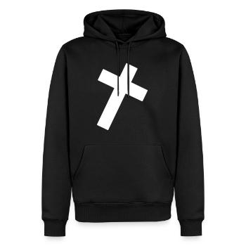 Cross Emoji Sketch Drawing White - Men’s Premium Organic Hoodie - black - Front - Nico (187cm)