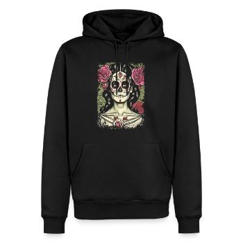 Sugar Skull Frau zum Tag der Toten - Männer Premium Bio Hoodie - Schwarz - Vorne - Nico (187cm)