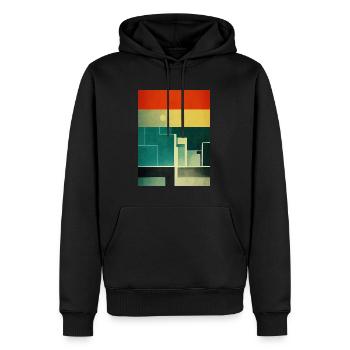 Bauhaus - illustration inspirée de l’architecture - Sweat à capuche Premium bio Homme - noir - Devant - Nico (187cm)