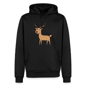 Animal comique de cerf - Sweat à capuche Premium bio Homme - noir - Devant - Nico (187cm)